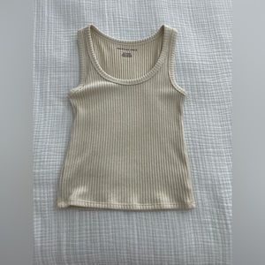 Cream ribbed tank top